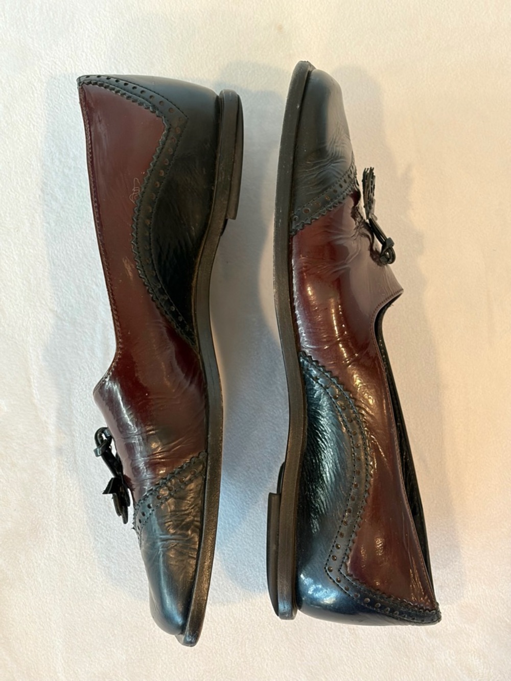 Mezlan patent &leather Derby tassel loafers, Brogue detail, square toe,6,GUC - Picture 12 of 15